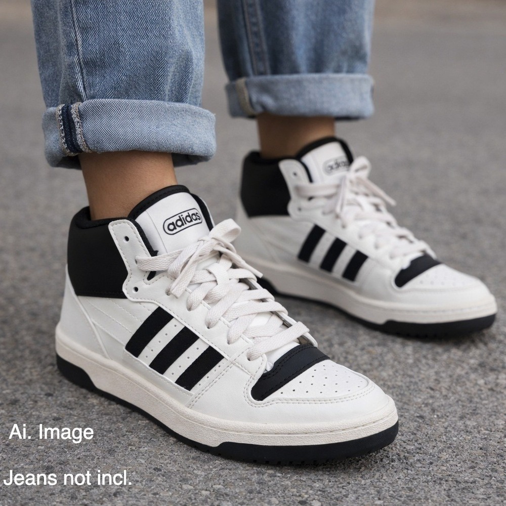 Adidas Break Start Mid Top Women 7.5 Basketball Sneakers White Black Court New‎